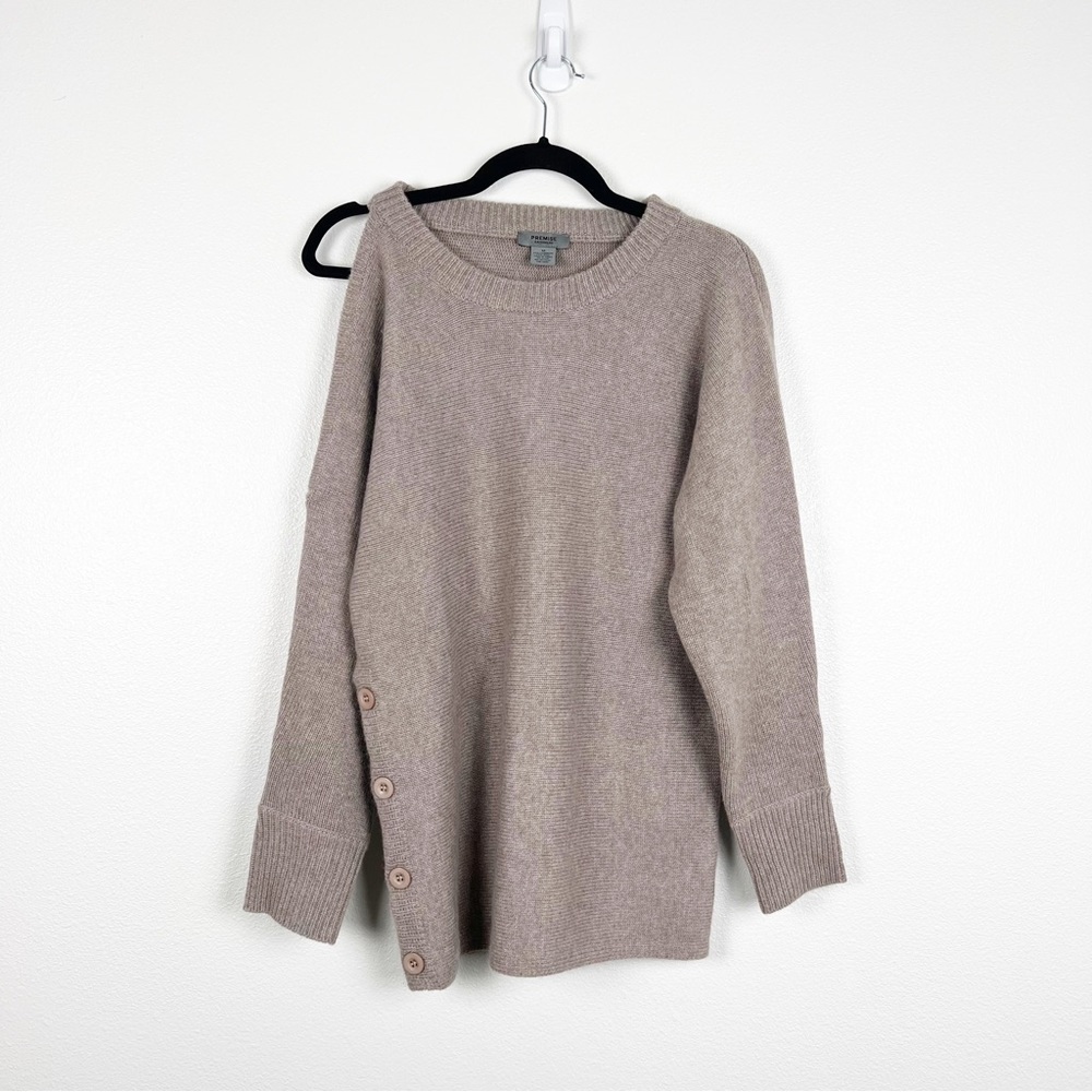 Women's Taupe Sweater with Button Detail